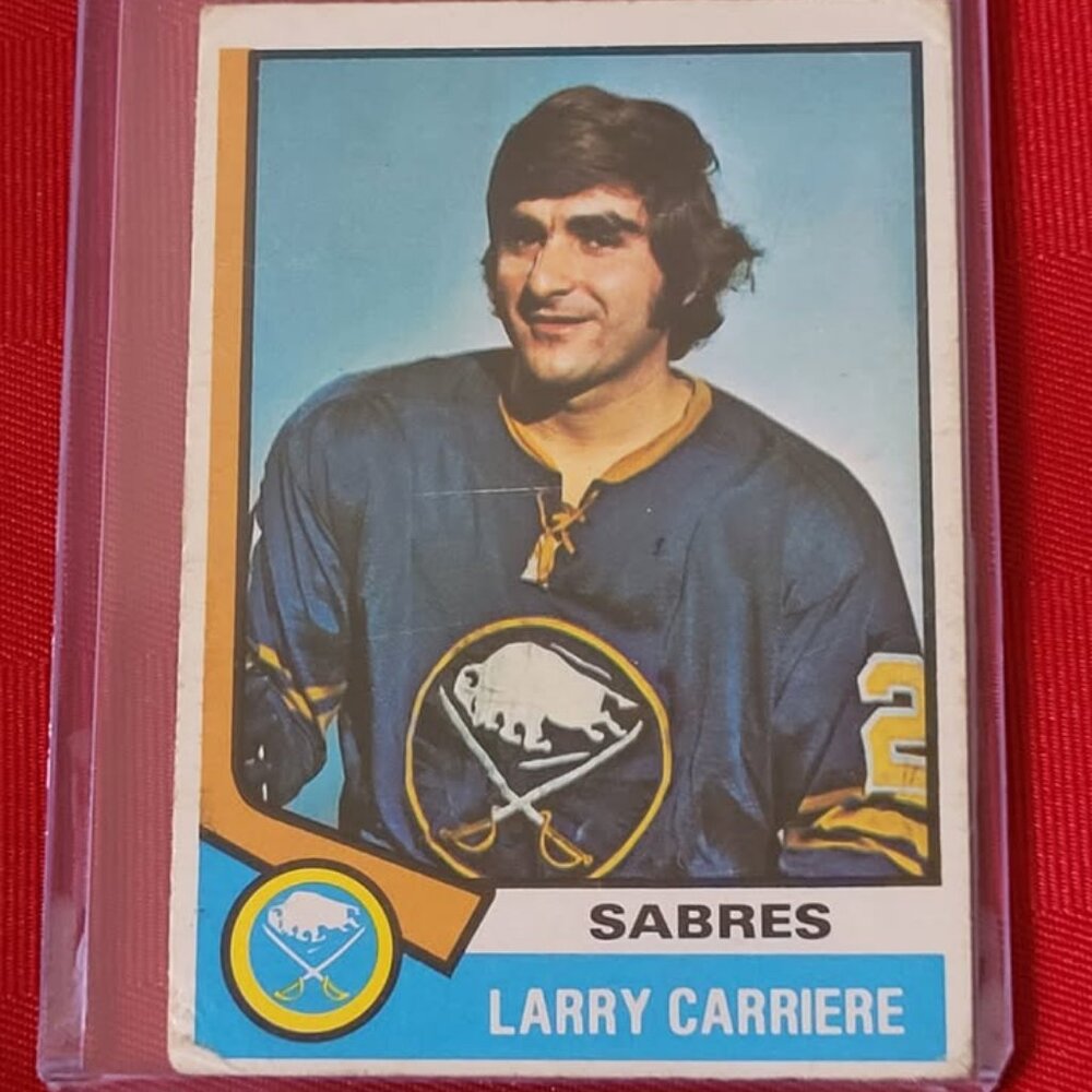 RARE, VINTAGE 1974 O PEE CHEE, LARRY CARRIERE, BUFFALO SABRES HOCKEY CARD!!!